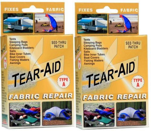 Tear Aid - 2 x Retail Box Repair Kit Type A (Fabric, Canvas, Kite, Sail, Camper Repair)